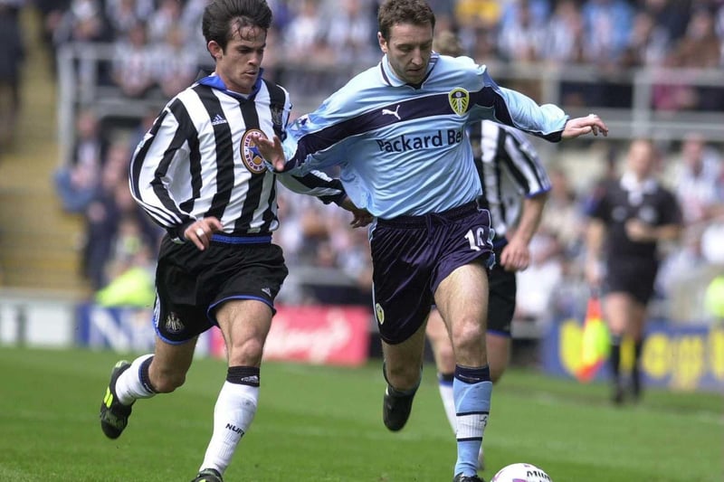 Jason Wilcox battles with Newcastle United's Diego Gavilan during the FA Carling Premiership clash at St James's Park in April 2000.