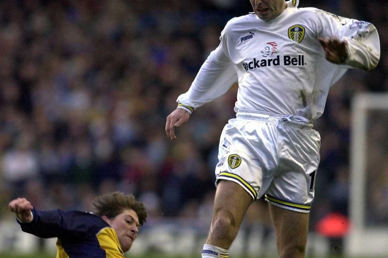 Jason Wilcox avoids a challenge from Darren Anderton during Leeds United's Premier League clash against Tottenham Hotspur in February 2000.