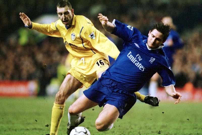 Chelsea's Frank Lampard loses his footing as Jason Wilcox closes in during the FA Barclaycard Premiership clash at Stamford Bridge in January 2002. Chelsea won 2-0.