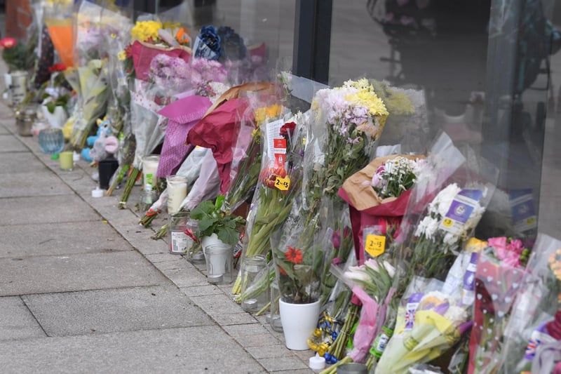 Floral tributes to Ben in Station Road, close to where he died on February 11.