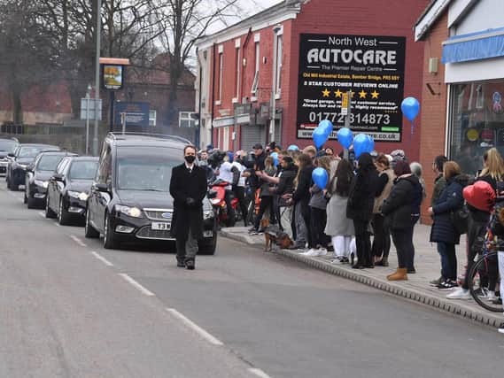 Friends of Ben and residents of Bamber Bridge gave his funeral courtege a guard of honour along Station Road
