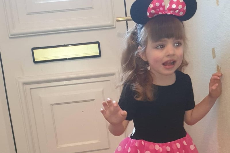 Here is three year old 'Minnie Mouse' (sent in by Kelly Leigh
