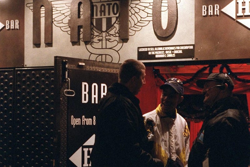 Keeping the peace: Bouncers outside Nato club on Boar Lane in 1996