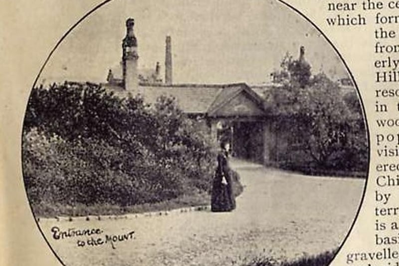 This scene shows the entrance to The Mount grounds in 1893