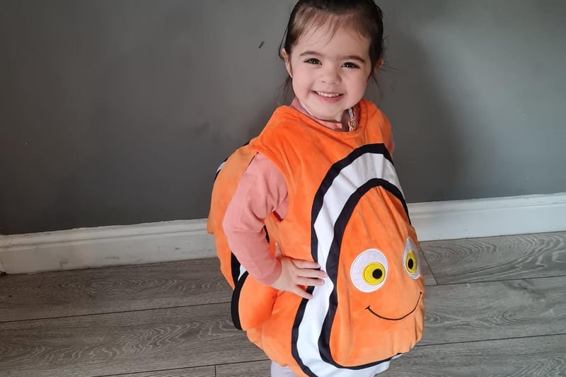 Mya, three, dressed as Finding Nemo.