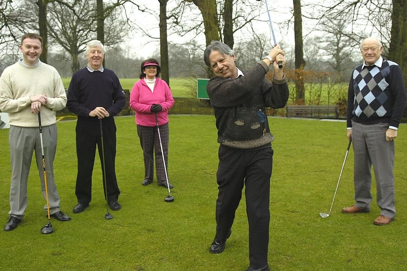 Dr Naqvi, centre, at Wigan Golf Club Arley launching the golf day in June, with club captain David Bond, Harry Armer (chairman of Greens), Julie Cheetham and Ted Walmesley (Centenary Captain).