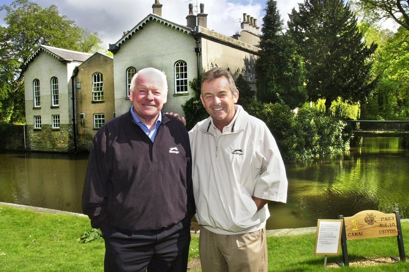 Dave Whelan, then owner of JJB Sports and Wigan Athletic, with golfing legend, Tony Jacklin, at Wigan Golf Club, Arley, after signing on a 5 year sponsorship deal which would see the former Ryder Cup captain and Major winner become the face of JJB's expansion into the golf market in May 2004.