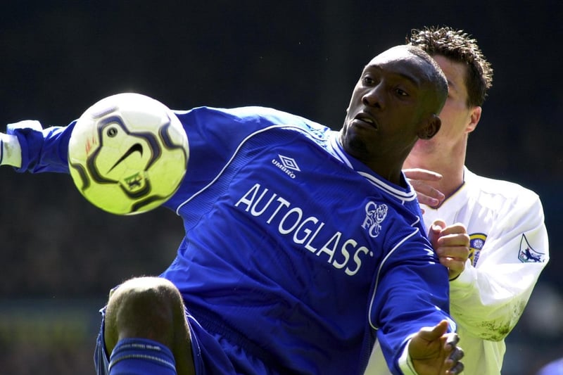 Jimmy Floyd Hasselbaink controls the ball.
