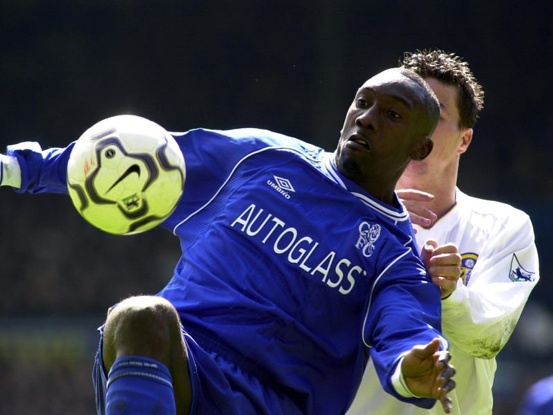 Jimmy Floyd Hasselbaink controls the ball.