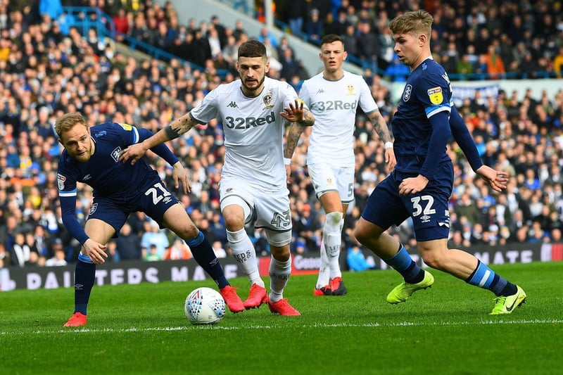 Mateusz Klich takes on Alex Pritchard and future Leeds legend Emile Smith Rowe (if you know, you know).
