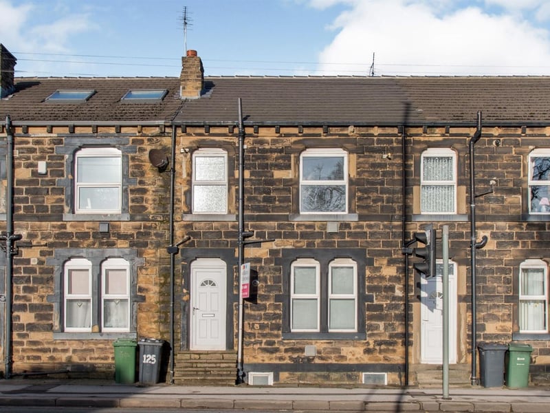 This one-bedroom terraced house is on sale in Britannia Road in Morley. It has a basement cellar. It is on the market for £80,000 with William H Brown.