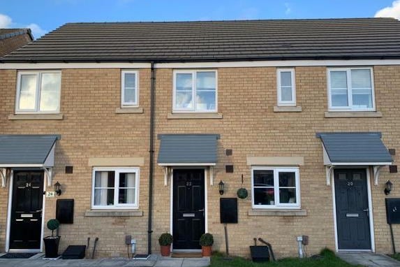 This two-bedroom terraced house is in Alder Road in Whinmoor. It is part of a 50 per cent shared ownership scheme. It has private parking and a garden with a patio area. It is on the market for £72,500 with Strike.