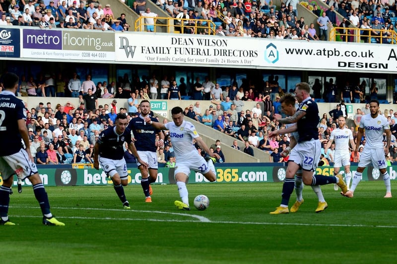 Marcelo Bielsa's first game in the capital came with the September 2018 trip to Millwall in which Jack Harrison struck in the 89th minute, above, to seal a 1-1 draw. It felt like a win in the circumstances but wasn't. Picture by James Hardisty.
