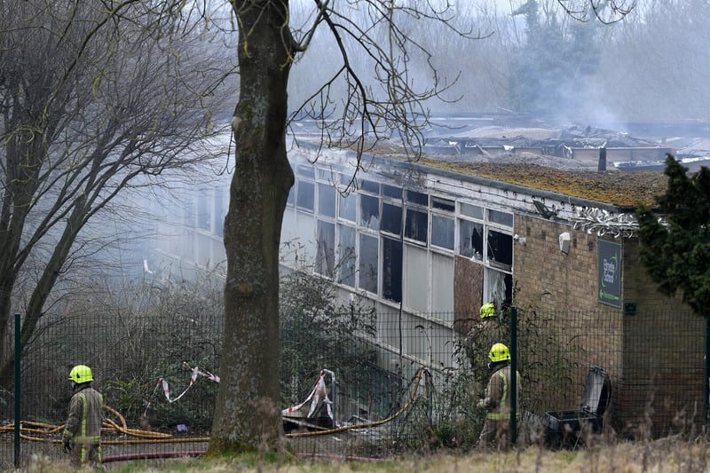 Water was pumped from the lake at nearby Roundhay Park to extinguish the fire. Crews used a special tool, which can pump high volumes of water great distances, to help tackle the flames at the former Elmete Wood School in Roundhay.