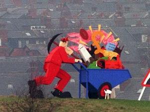 The sculpture measured 10 ft by 20 ft.