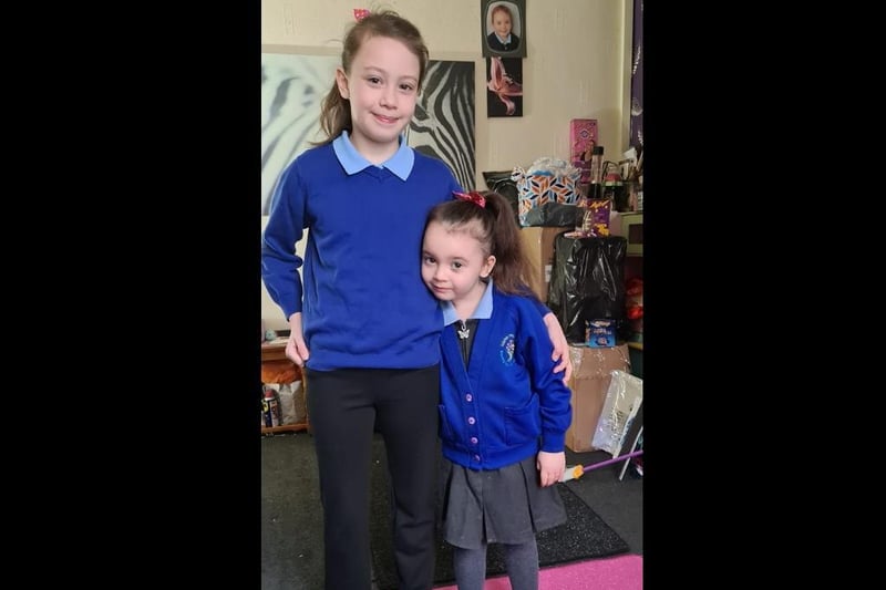 Tamzin, 9 and Faith, 4 really happy to be going back to school