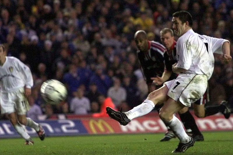 Robbie Keane fires home from the penalty spot on New Year's Day in 2001 to rescue a point for the Whites against Middlesbrough at Elland Road.