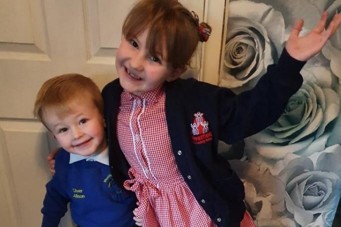 Oliver, 2, and Ellie, 6, from Wigan