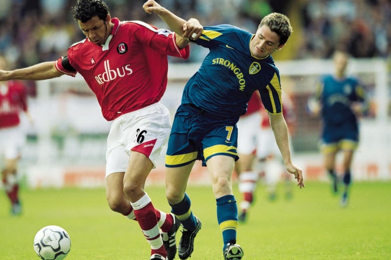 Robbie Keane and Charlton Athletic's Mark Fish battle for the ball  during the Premiership clash at The Valley in September 2001. He scored in a 2-0 win.