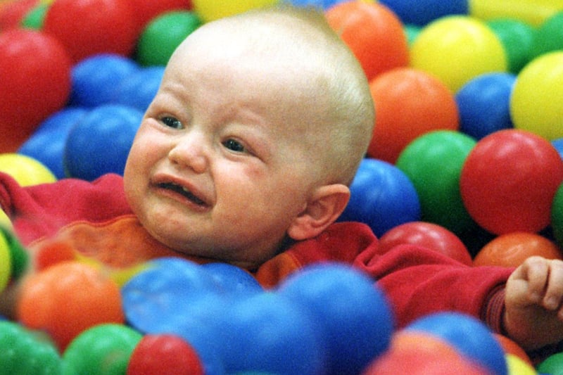 Lewis Sewell was not enjoying the ball pool at Munchkins play gym in Morley.