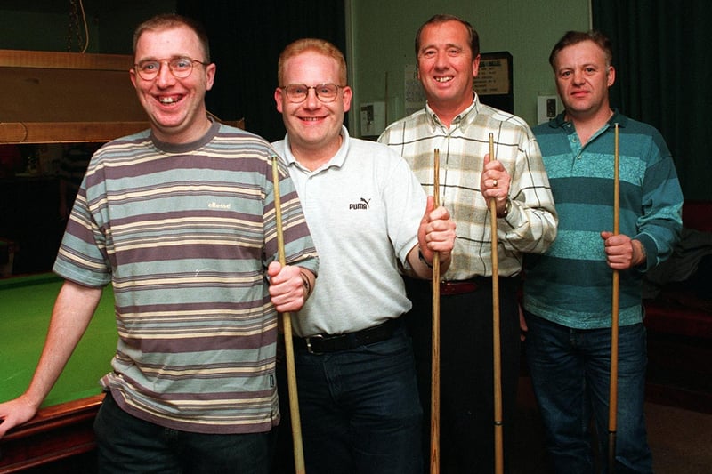 Morley 'D' Snooker team in November 1998. Pictured, from left to right, Darren Fleming, Mark Armitage, John Winn and Simon Frere.