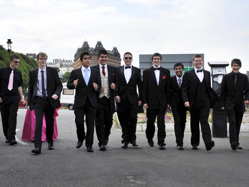 A group of friends arriving for the evening.