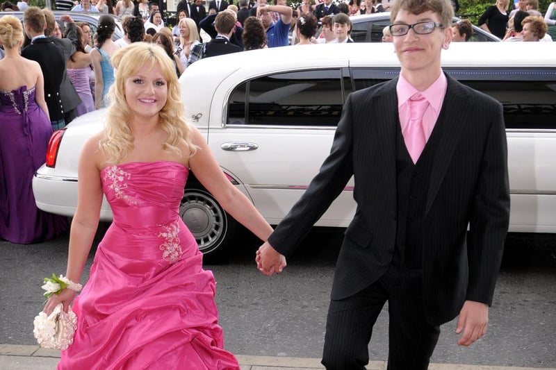 Katie Sewell and Perrie Bunton arrive at their prom.