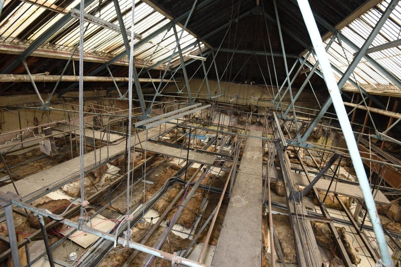 The glazed roof which sits above what used to be the public area of the post office. The false ceiling will be removed.