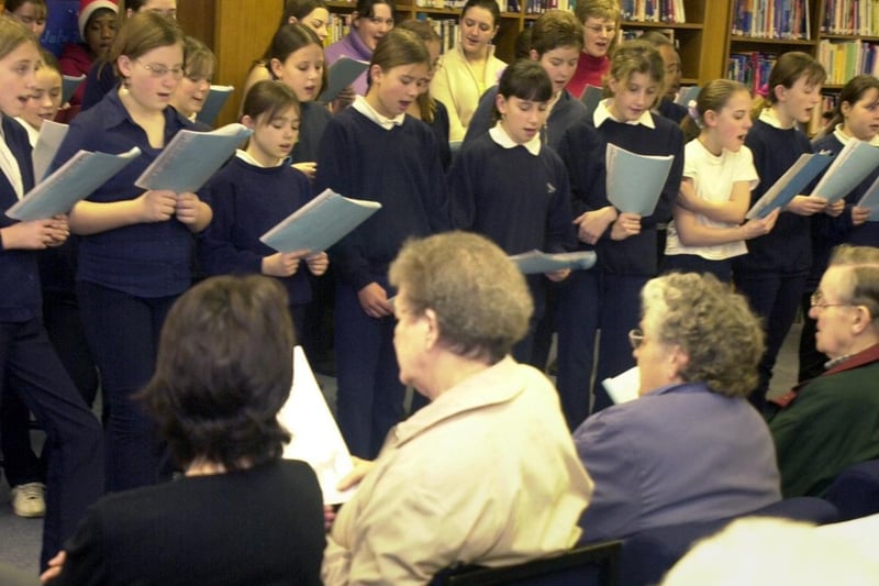 Parkland Girls High School choir visited Seacroft Library to perform a Christmas concert in December 2002.