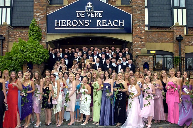 Baines Sixth Form leavers ball at the De Vere Hotel in Blackpool. The whole year group assemble on the steps.