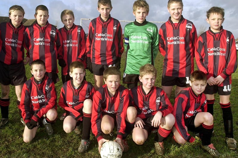 Blackpool and District Youth League U13s match for the Poulton Youth team. Front L-R: Liam Croft, Tom Evans, Charles McElvoy, Bradley Neal and Sam Yates. Back: Jamie Sherry, Simon Greenhalge, Joel Reynolds, Stephen Preston, Oliver Bentley, Ben Farly and Philip Ball