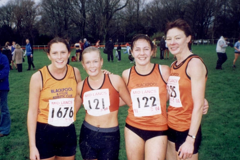 Blackpool and Fylde Athletics Club senior club cross country team (from left) Stasia Bligh, Gemma Titterington, Michelle Sowerby and Carolyn Robbins