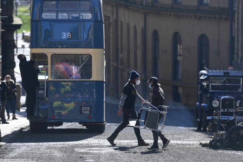 A blue Routemaster bus was one of the vehicles brought in to the streets of Bradford to help transform it into 1930s Glasgow