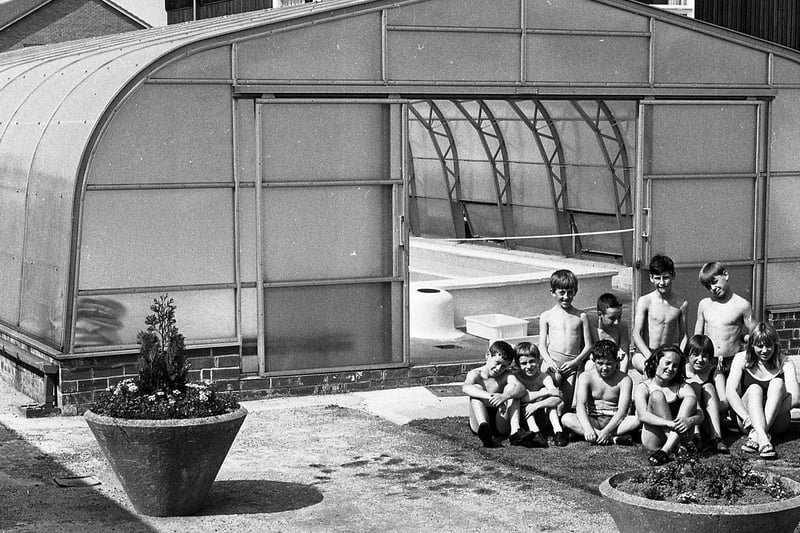 The opening day at the new swimming pool at Borsdane Brook School Hindley in 1968
