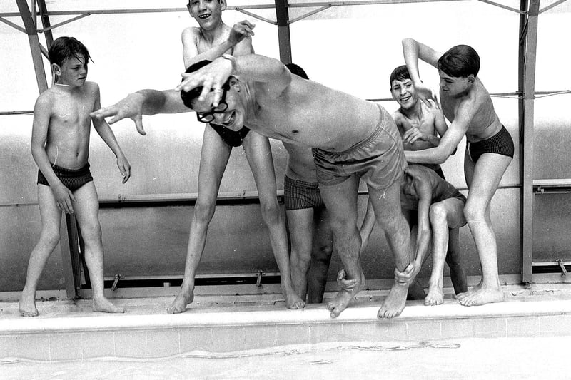 The opening day at the new swimming pool at Borsdane Brook School Hindley in 1968