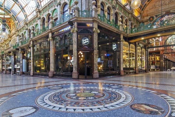The show features various scenes in Leeds' Victoria Quarter. Here's the stunning County Arcade in the area