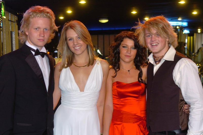 Lytham St Annes High School Prom at Blackpool Pleasure Beach, 2007. L-R are Daniel Lund, Jasmine Greenwood, Liz Pinnock and Rick Taylor.