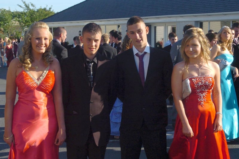Highfield High School Prom at Ribby Hall Holiday Village in Wrea Green, 2008. L-R are Hannah Gregson, Josh Bird, Kyle Summers and Janine Evans