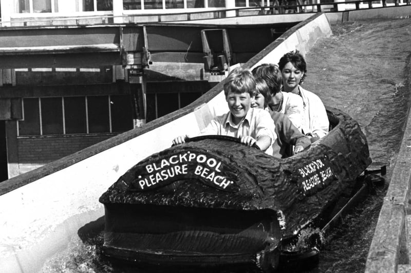 A Splashing Time on the log flume with Amanda Thompson at back and Henry Legge at the front