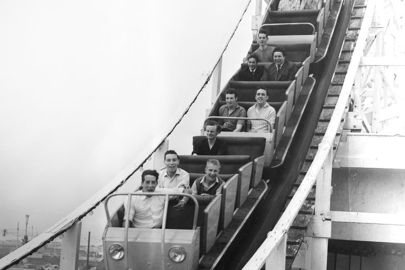 The Big Dipper at Blackpool Pleasure Beach during August Bank Holiday 1963 when the weather put many off visiting the town