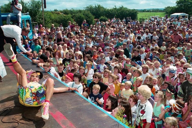 Timmy Mallet entertains the crowds in Preston on Bank holiday August 26th 1991