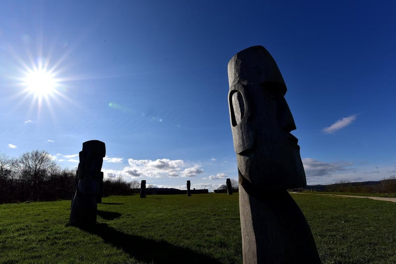 The Easter Island-like sculptures in Jono's Field.
