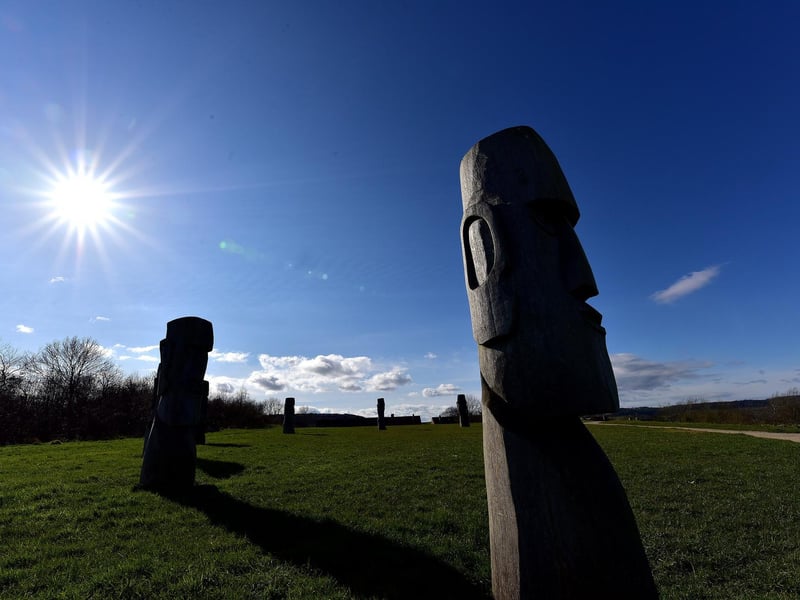 The Easter Island-like sculptures in Jono's Field.