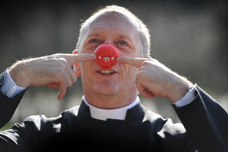Chris Groocock, Senior Chaplain, at the Army Foundation College, with his comic relief red nose during the Intake 30 Graduation Parade. Picture: James Hardisty.
