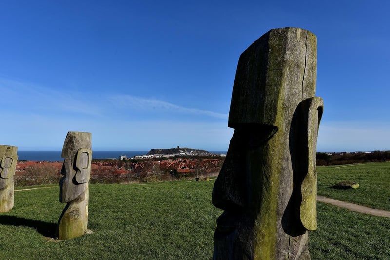 The Easter Island-like sculptures in Jono's Field.