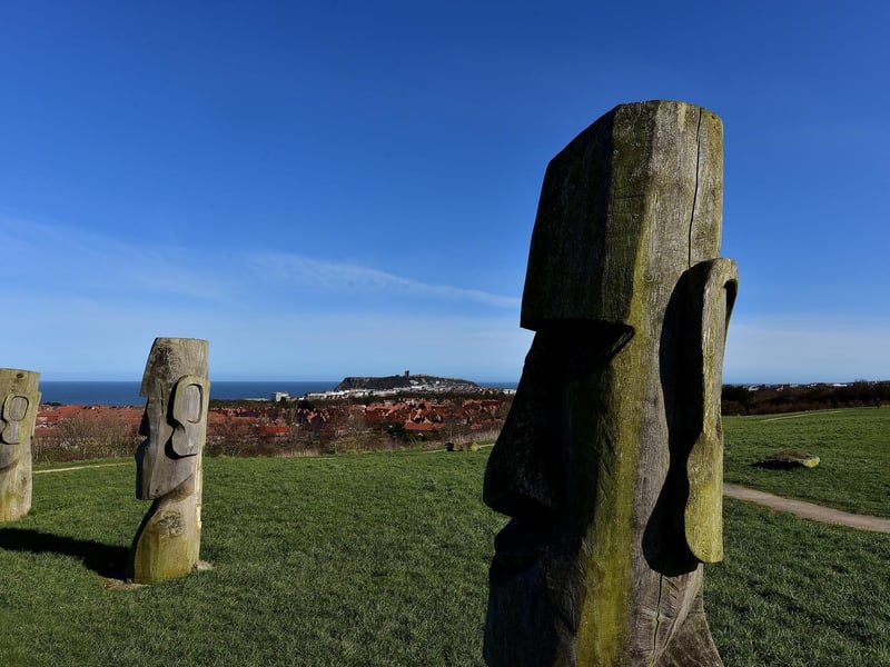 The Easter Island-like sculptures in Jono's Field.