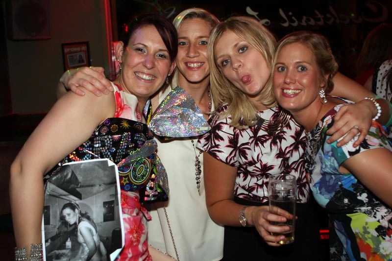 Becky, Amanda, Kadie and Claire celebrating Becky's 30th birthday, in 2014.