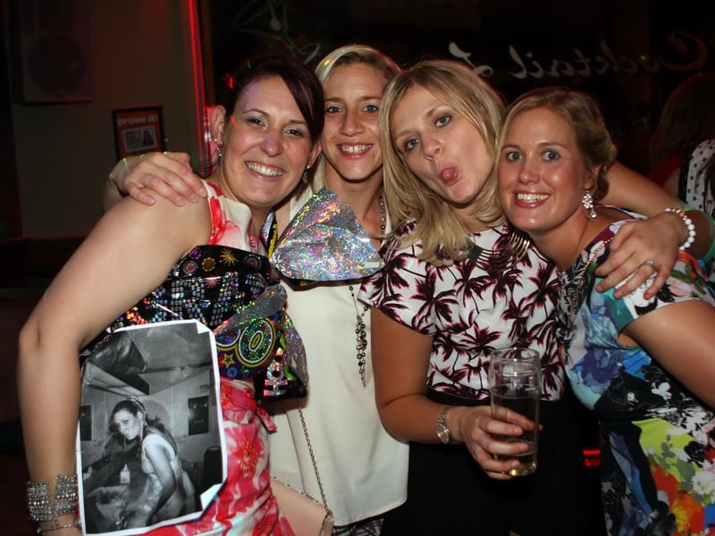 Becky, Amanda, Kadie and Claire celebrating Becky's 30th birthday, in 2014.