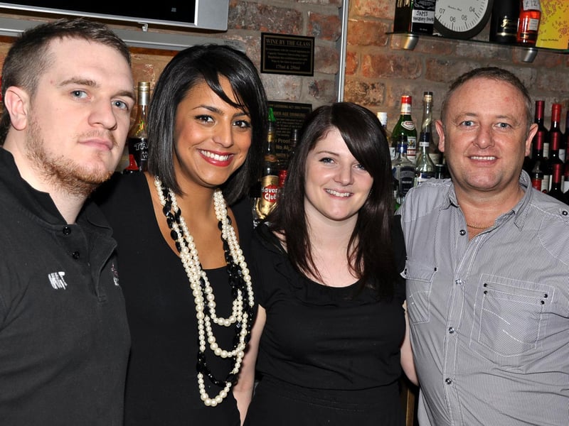 Landlord Tony, right, with staff Rhys, Rachel and Polly, in 2010.