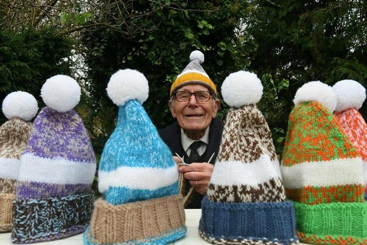 Superknitter Arthur Wilkinson,87,  has knitted hundreds of hats for charity.